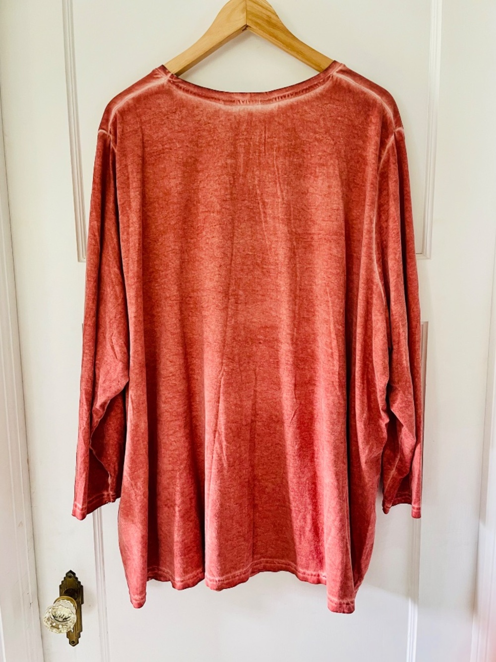 Ulla Popken Rust Pink Floral 3/4 Sleeve Tee Top Plus Size 28/30 Sequin Rose Boho - Picture 9 of 9